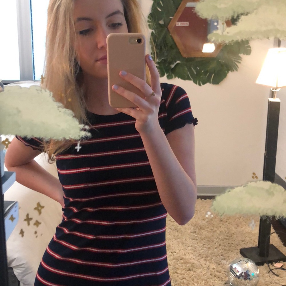 Lettuce edge preppy T-shirt dress